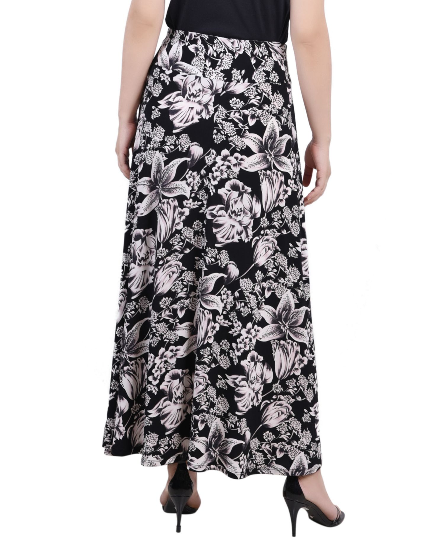 Petite Printed Maxi Skirt with Sash Waist Tie
