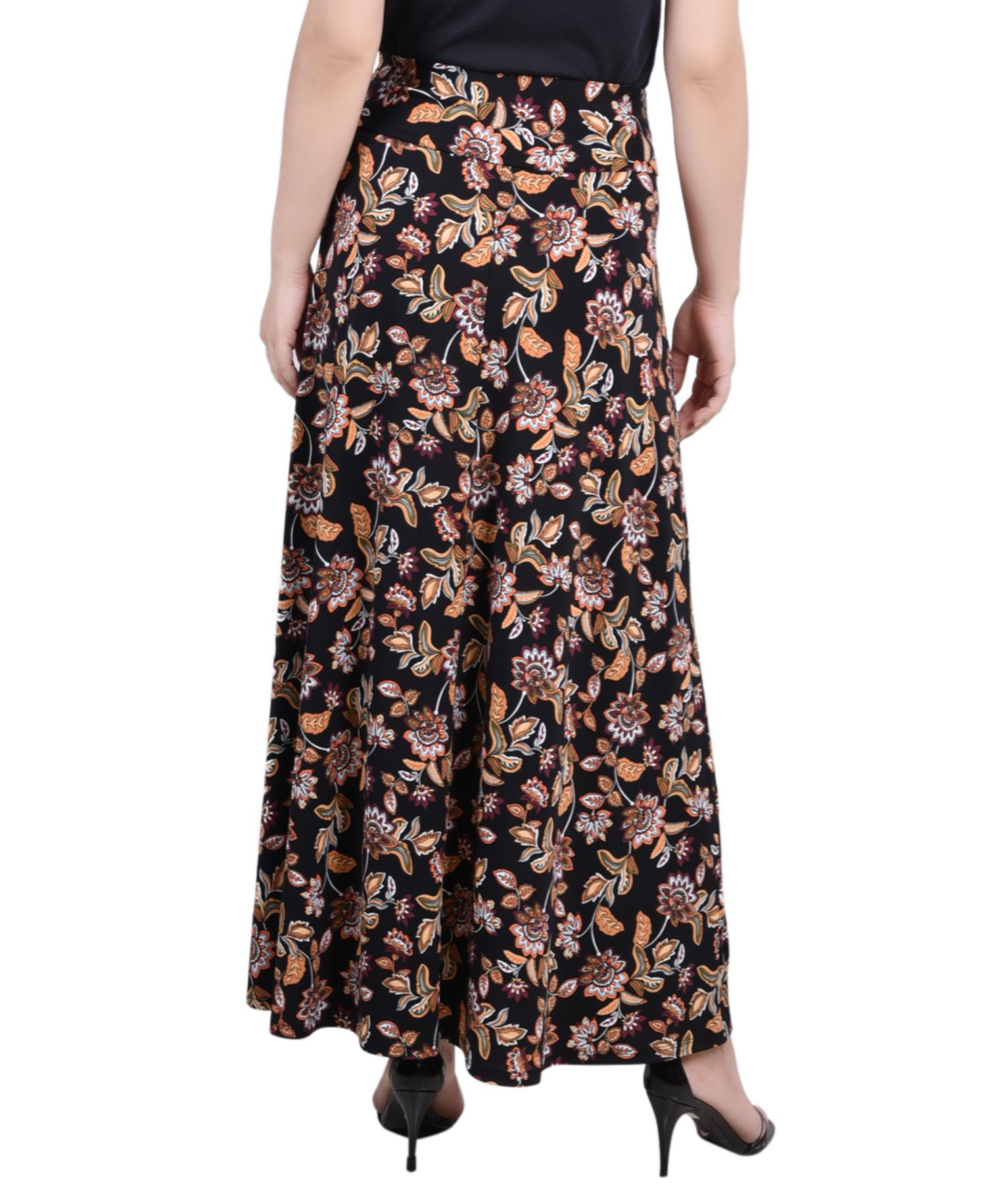 Petite Printed Maxi Skirt with Sash Waist Tie