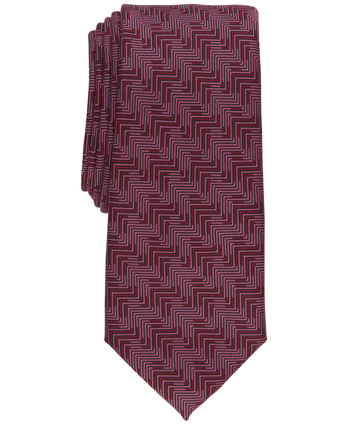 Men's Crest Geometric-Print Slim Tie, Created for Macy's - Red