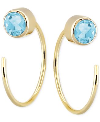 Amethyst Bezel Threader Earrings (3/8 ct. t.w.) in 14k Gold (Also in Swiss Blue Topaz & Citrine)