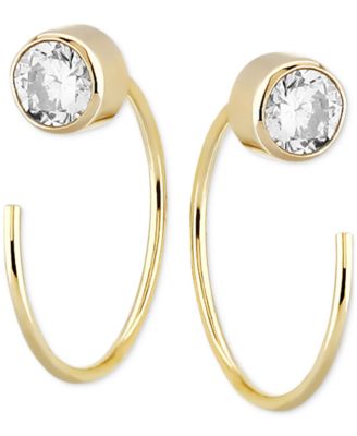 Garnet Bezel Threader Earrings (5/8 ct. t.w.) in 14k Gold (Also in Sky Blue Topaz, Cubic Zirconia, Smoky Quartz, & Peridot)