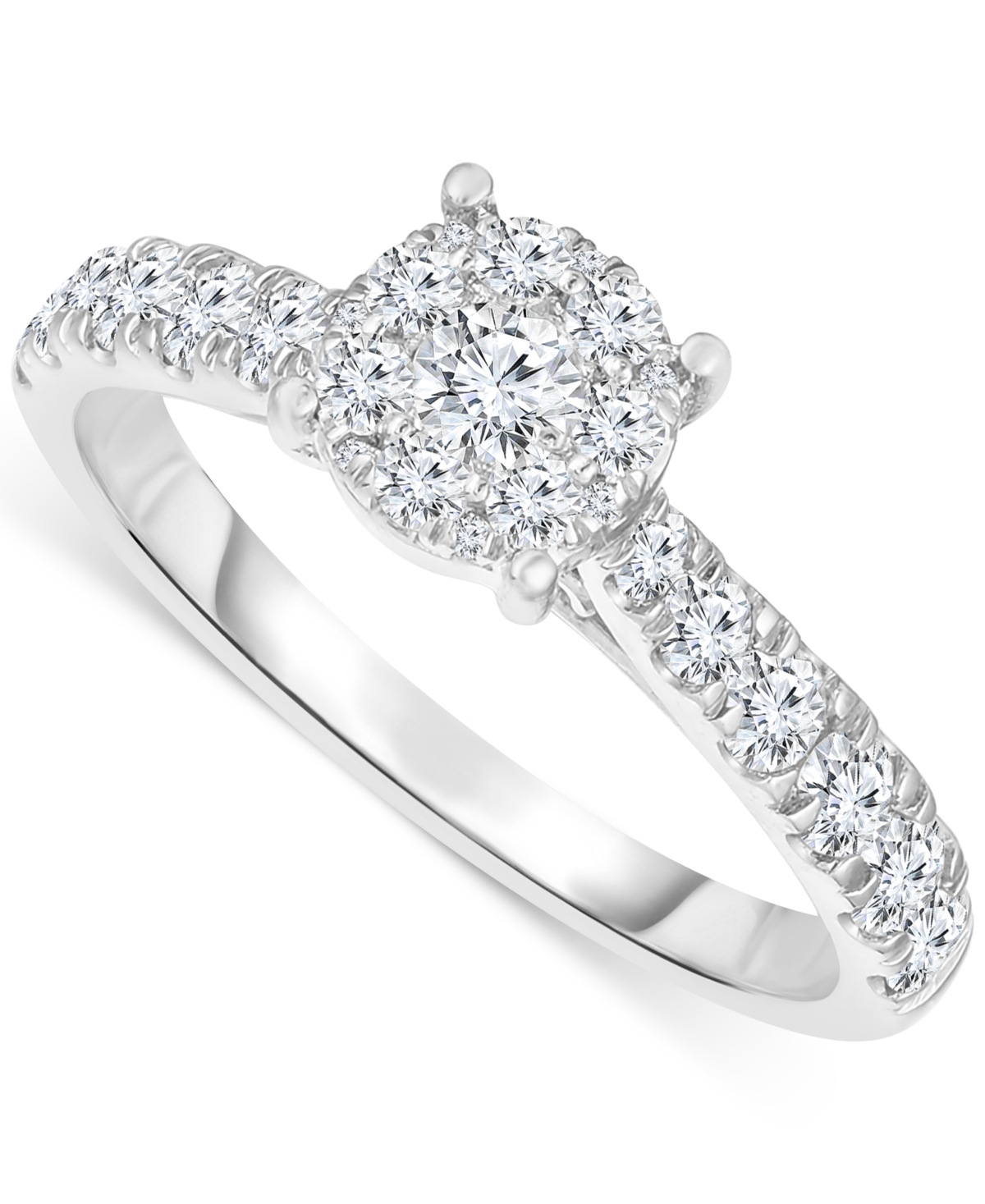 Diamond Halo Engagement Ring (1 ct. t.w.) in 14k White Gold - White Gold