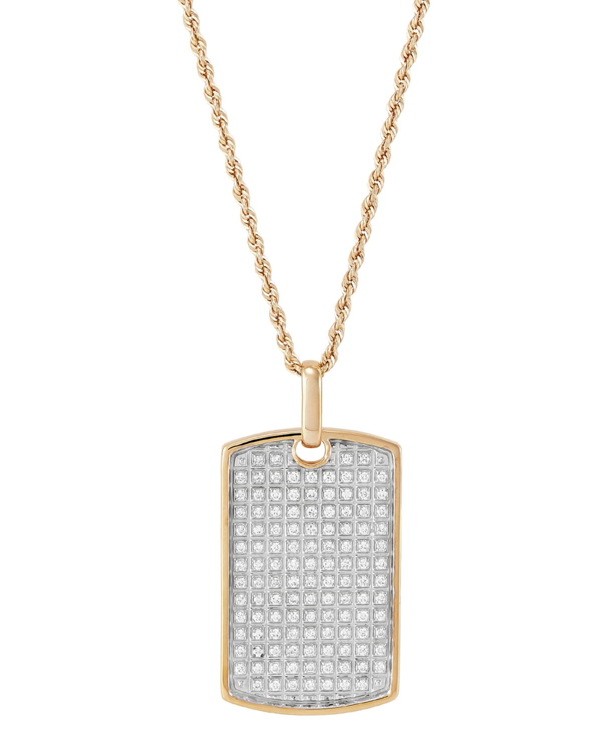 Men's Lab Grown Diamond Pave Dog Tag 22" Pendant Necklace (1 ct. t.w.) in 10k Gold - Yellow Gold
