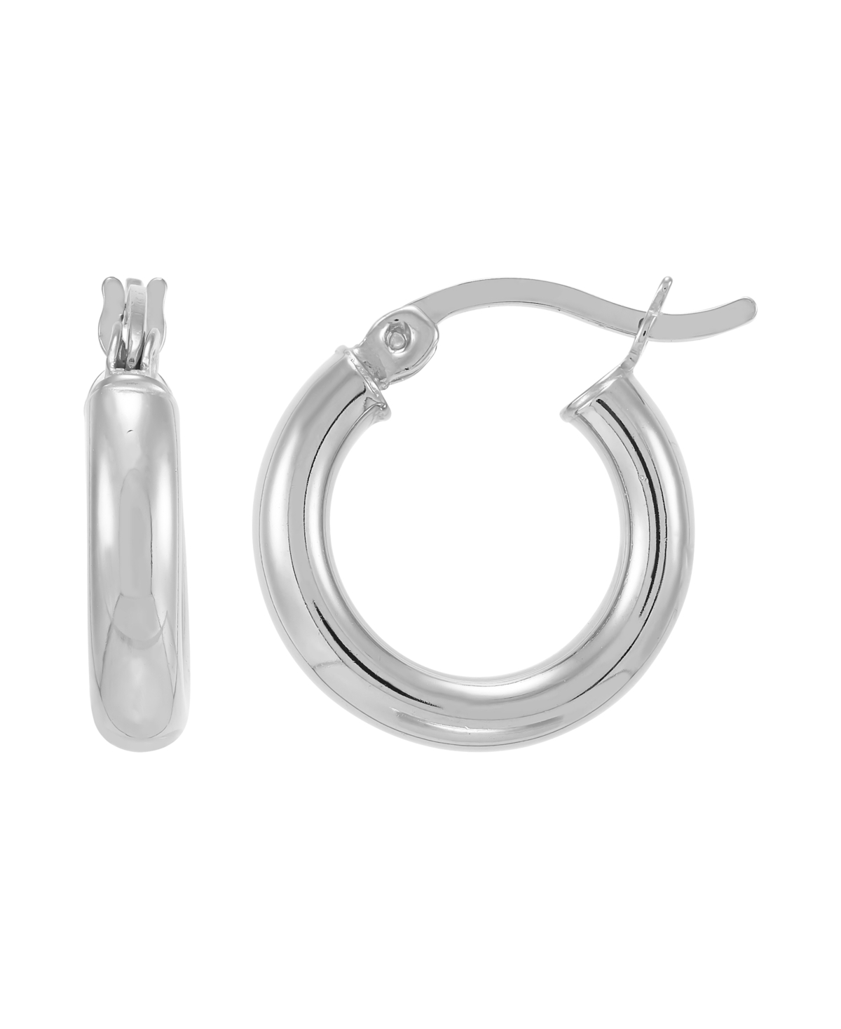 Polished Tube Hoop Earrings, 15mm, Created for Macy's - Sterling Silver