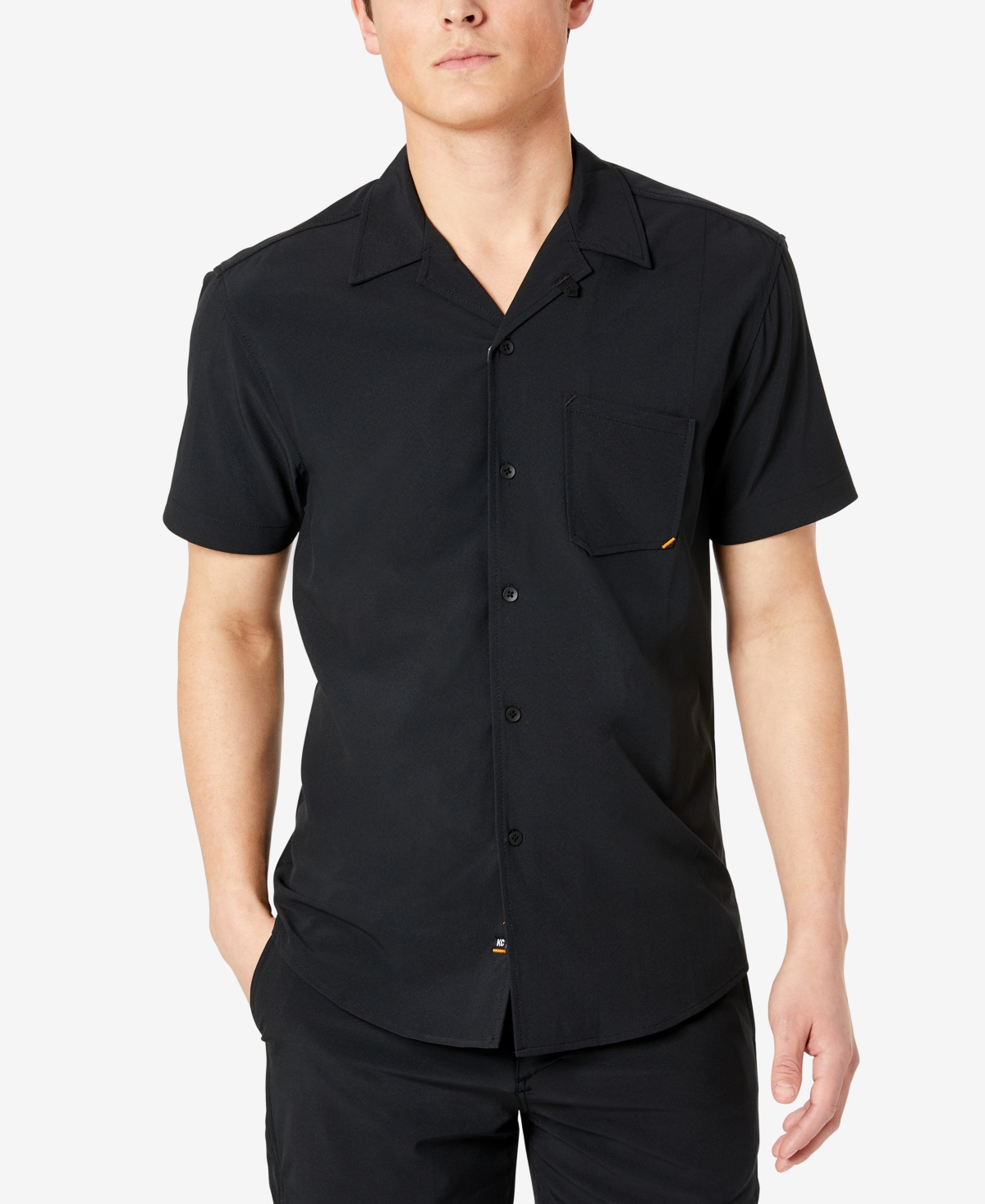 Kenneth Cole Men's Performance Short-sleeve Resort Camp Shirt In Black
