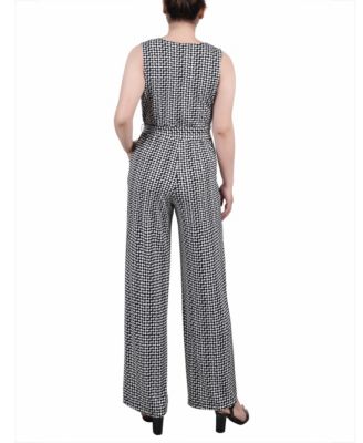 Petite Short Sleeveless Belted Jumpsuit