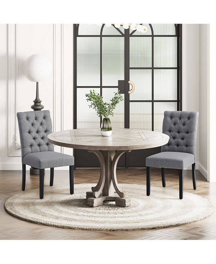WestinTrends Upholstered Button Tufted Dining Side Chair Set of 2 Macy's