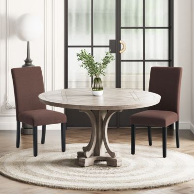 Upholstered Linen Fabric Dining Chair Set of 2