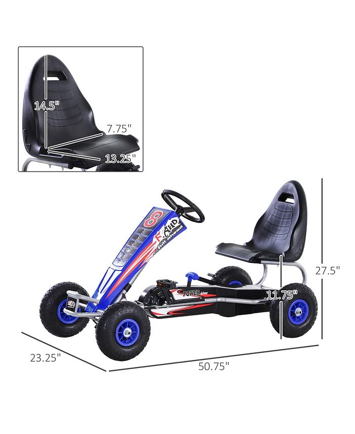 Aosom Powered Pedal Go Kart Metal Racer Kids Ride on Car, 4 Wheeled Toy Car Macy's