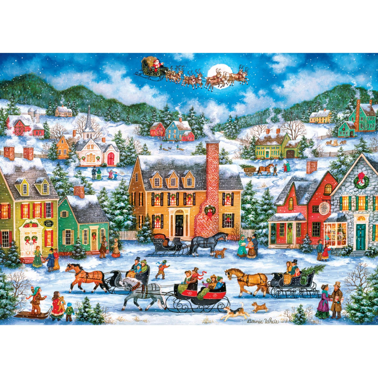 Детский пазл MasterPieces Puzzles Christmas Eve Fly By 1000-Piece Puzzle, Ages 14+, цвет: Разноцветный — фото 2