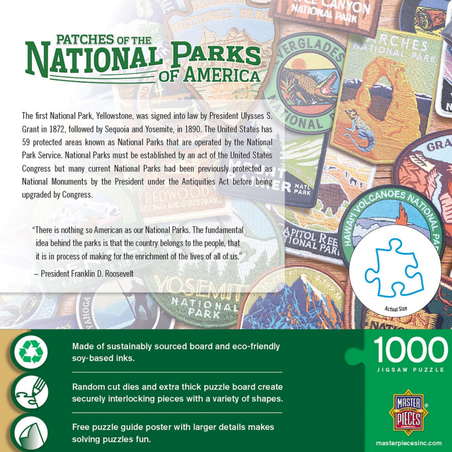 Детский пазл MasterPieces Puzzles Patches of the National Parks 1000 Piece Jigsaw Puzzle, Ages 14+, цвет: Разноцветный — фото 3