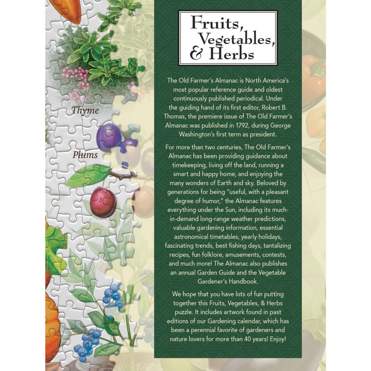 Детская игрушка MasterPieces Puzzles Farmer's Almanac - Fruits, Vegetables, & Herbs 1000 Piece Jigsaw Puzzle, цвет: Разноцветный — фото 3