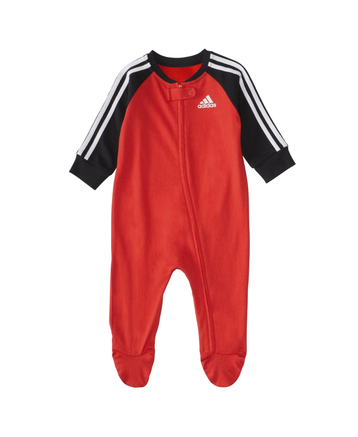 ADIDAS ORIGINALS BABY BOYS OR BABY GIRLS CLASSIC 3 STRIPE RAGLAN FOOTED COVERALL