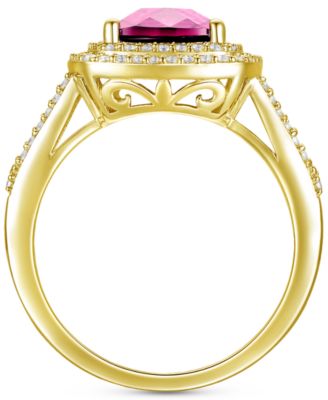 Lab-Grown Ruby (2-1/2 ct. t.w.) and White Sapphire (1/2 ct. t.w.) Ring in 14k Gold-Plated Sterling Silver