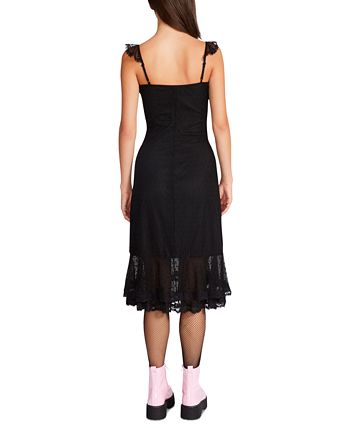 Betsey Johnson Women s Lace Trimmed Dotted Mesh Slip Dress Macy s