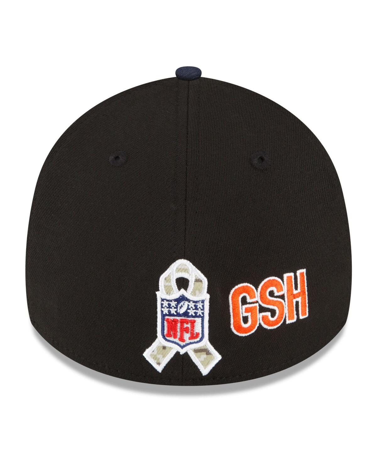 Shop New Era Men's  Black, Navy Chicago Bears 2022 Salute To Service 39thirty Flex Hat In Black,navy