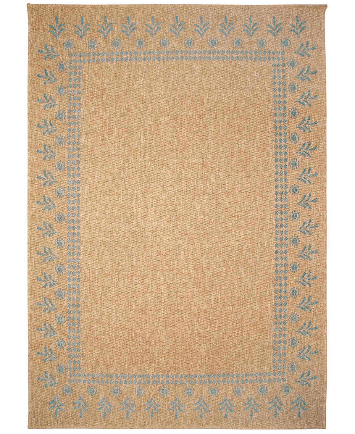 Liora Manne' Sahara Block Print Border 7'10in x 9'10in Outdoor Area Rug - Turquoise