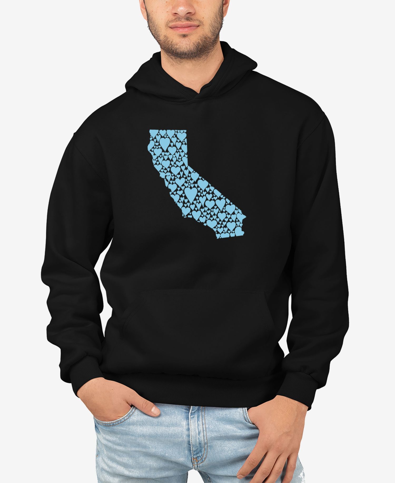 Men's California Hearts Word Art Hooded Sweatshirt