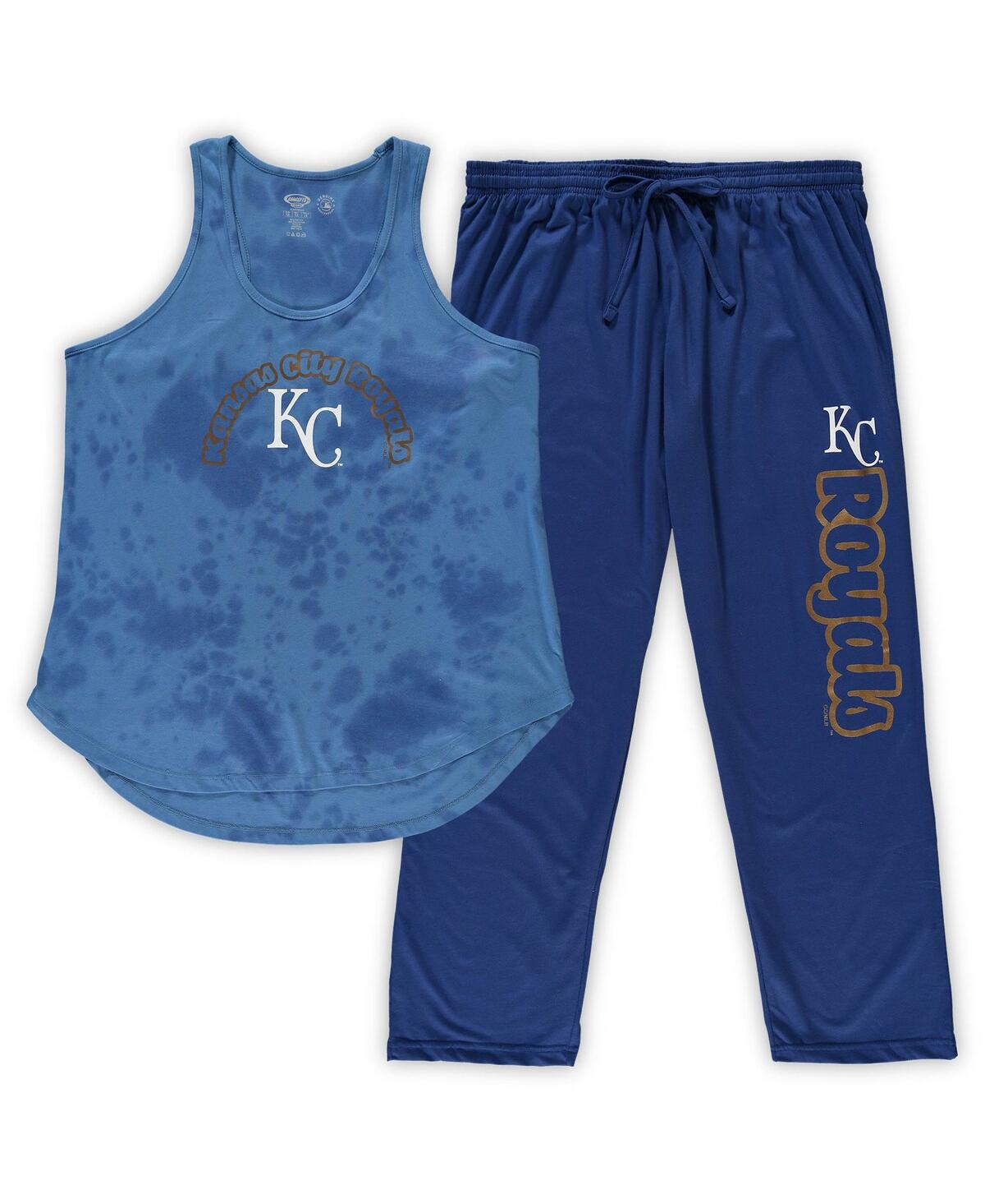 Concepts Sport Women's  Royal Kansas City Royals Plus Size Jersey Tank Top And Pants Sleep Set