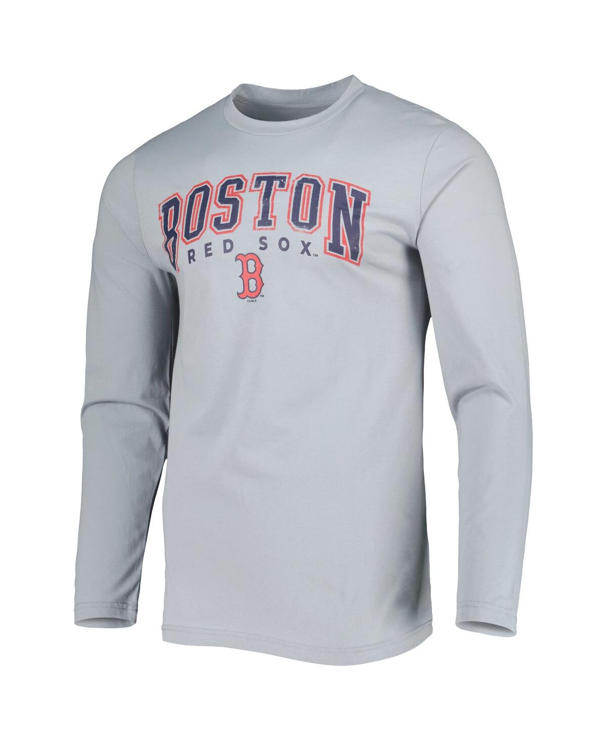 Shop Concepts Sport Men's  Navy, Gray Boston Red Sox Breakthrough Long Sleeve Top And Pants Sleep Set In Navy,gray