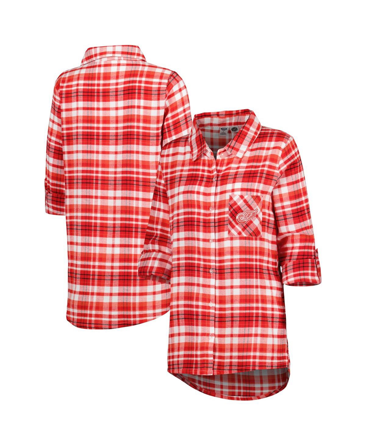 Shop Concepts Sport Women's  Red Detroit Red Wings Mainstay Flannel Full-button Three-quarter Sleeve Night