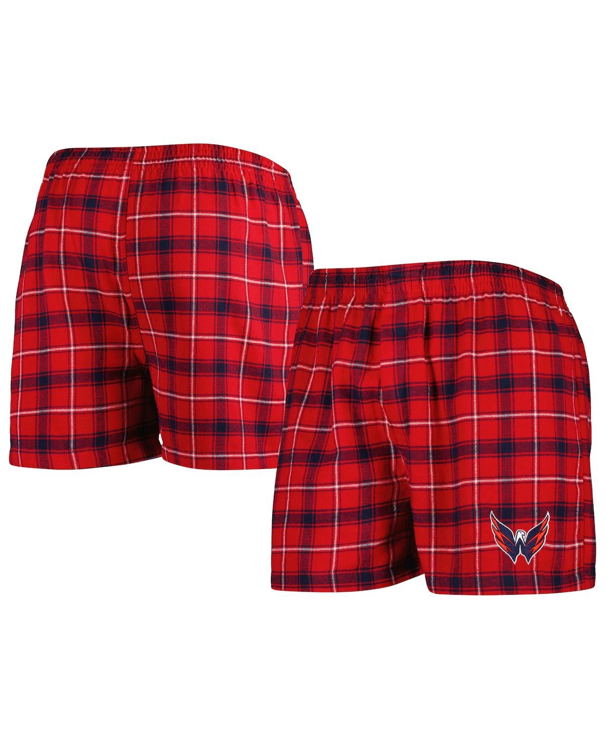 Concepts Sport Men's  Red, Navy Washington Capitals Ledger Flannel Boxers In Red,navy