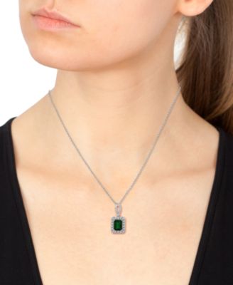 EFFY&reg; Emerald (2-1/5 ct. t.w.) & Diamond (1/4 ct. t.w.) 18" Pendant Necklace in 14k White Gold (Also Available in 14k Yellow Gold)
