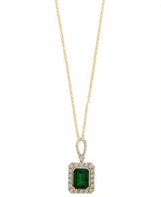 EFFY&reg; Emerald (2-1/5 ct. t.w.) & Diamond (1/4 ct. t.w.) 18" Pendant Necklace in 14k White Gold (Also Available in 14k Yellow Gold)