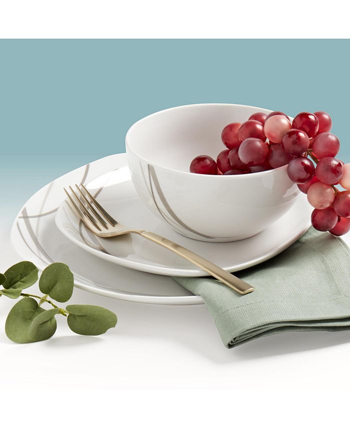 Tabletops Unlimited Curves Square 12Pc Dinnerware Set, Service for 4