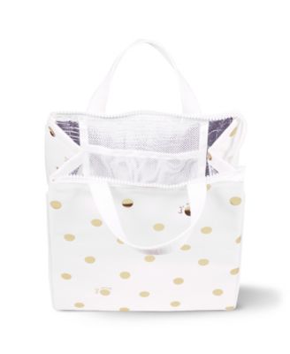 Lunch Bag - White with Gold Polka Dots