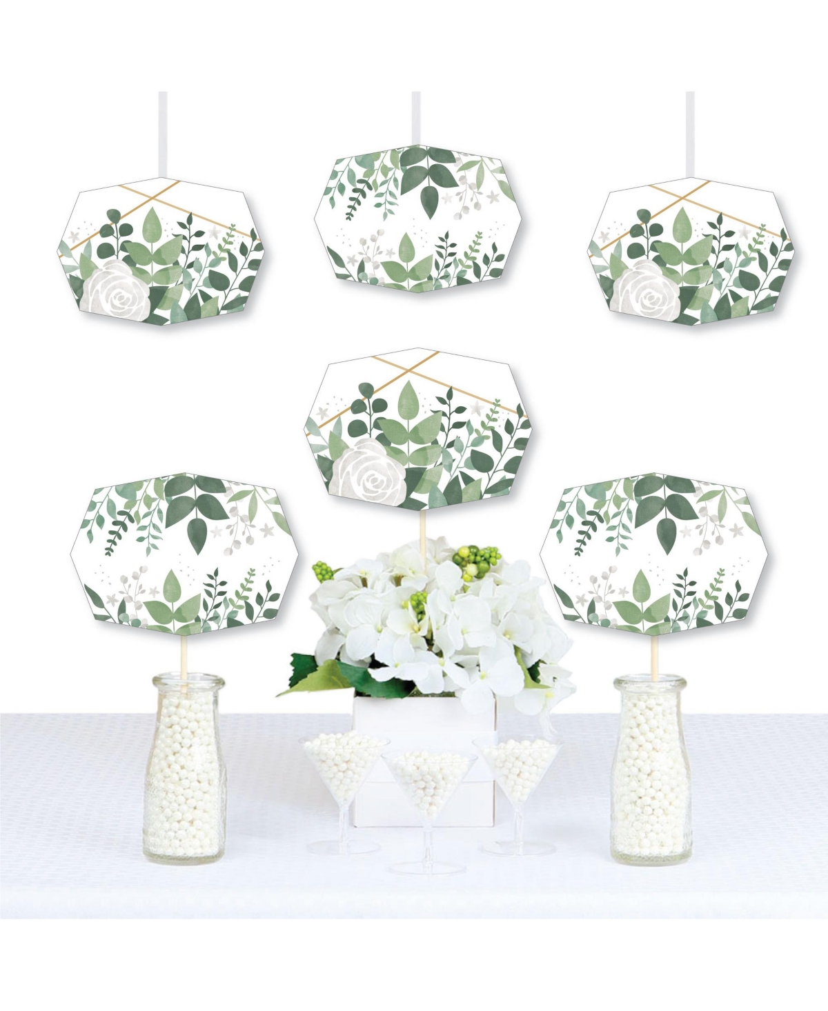 Boho Botanical - Shape Decorations Diy Greenery Party Essentials - Set of 20