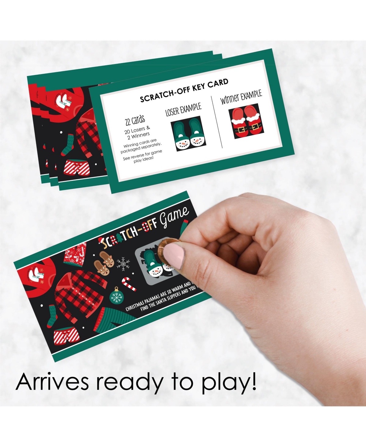 Big Dot of Happiness Christmas Pajamas - Holiday Plaid Pj Party Game Scratch Off Cards - 22 Count