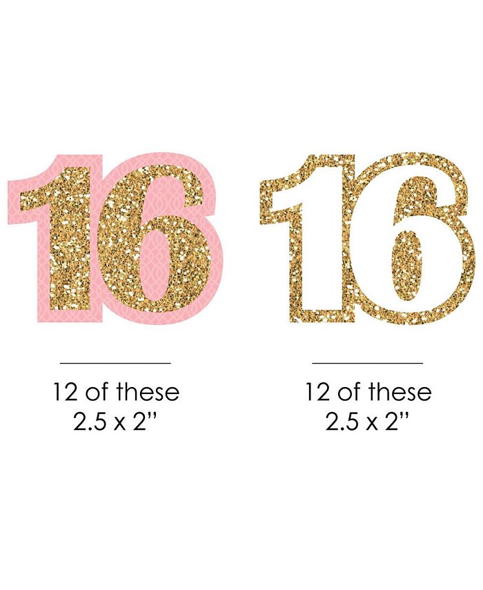 Big Dot of Happiness Sweet 16 - DIY Shaped Birthday Party Cut-Outs - 24 ...