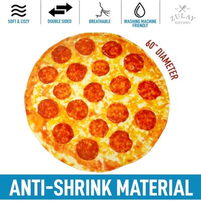 60 Inch Giant Pepperoni Pizza Throw Blanket Soft Round Flannel