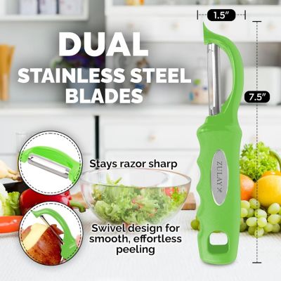 Swivel Vegetable Peeler with Razor Sharp Stainless Steel Blades and Blemish Remover