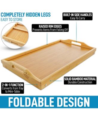 Bamboo Breakfast in Bed Tray Table with Folding Legs