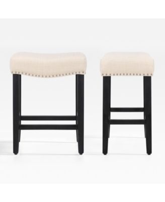 24" Upholstered Saddle Seat Counter Stool (Set of 2)