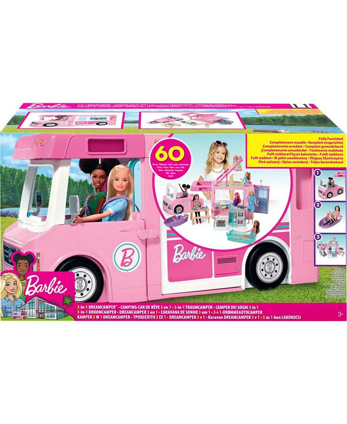 Barbie 3-in-1 Droomcamper, circa 91 cm, Ombouwbare Camper met Zwembad
