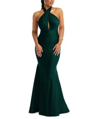 V-Neck Pink Tie Back Mermaid Bridesmaid Dresses A Line Open Back Stretch Satin Floor Length Fromal Dresses main image 1