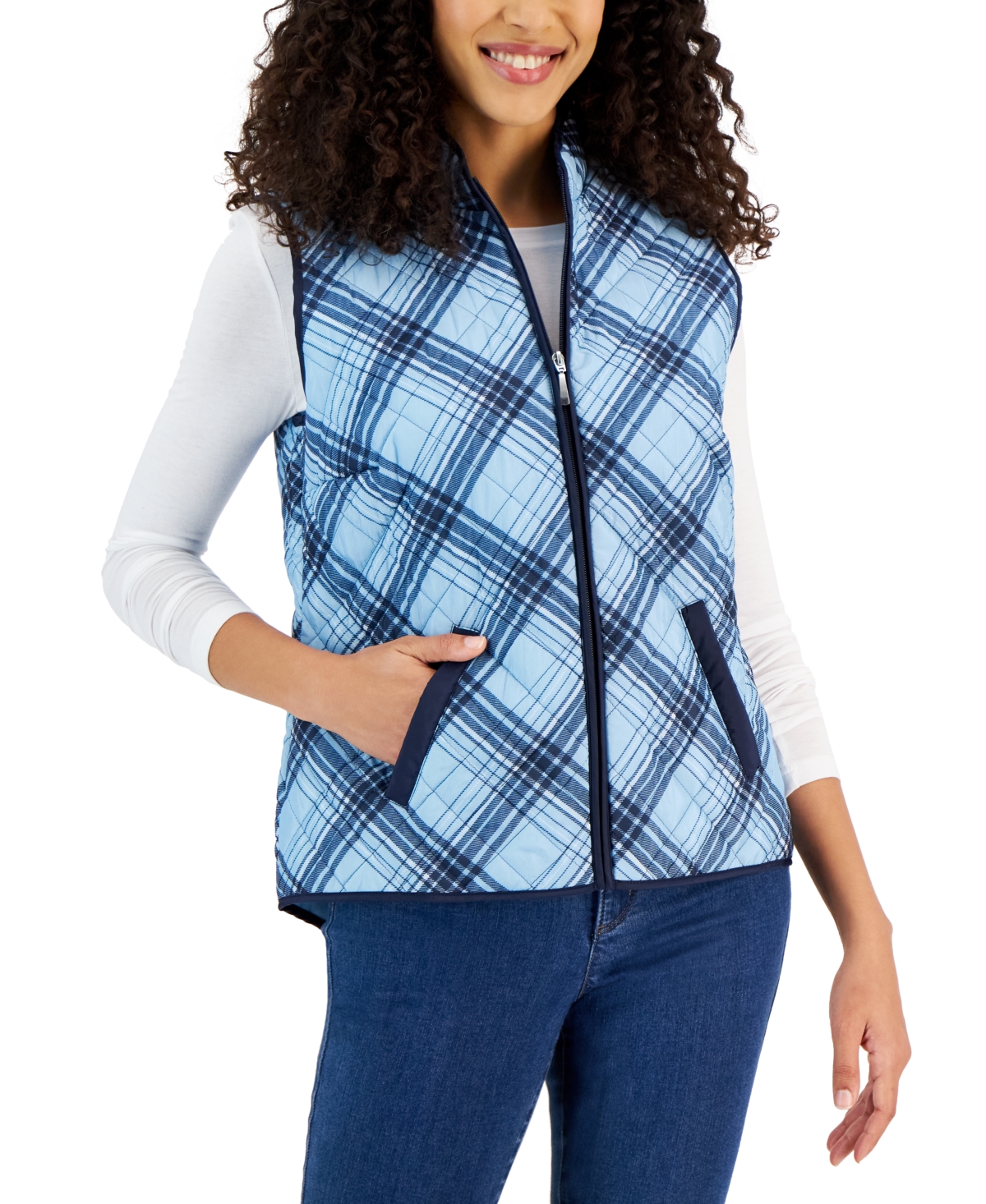Karen Scott Women s Plaid Sleeveless Puffer Vest Created For