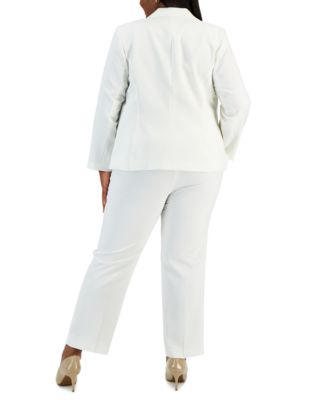 Plus Women's Notched-Lapel Blazer Pants Suit Set