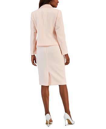 Le Suit Women's Textured Two-Button Slim Skirt Suit, Regular and Petite ...
