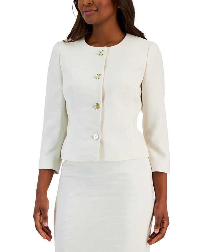 Le Suit Women's Tweed Button-Up Pencil Skirt Suit. Regular and