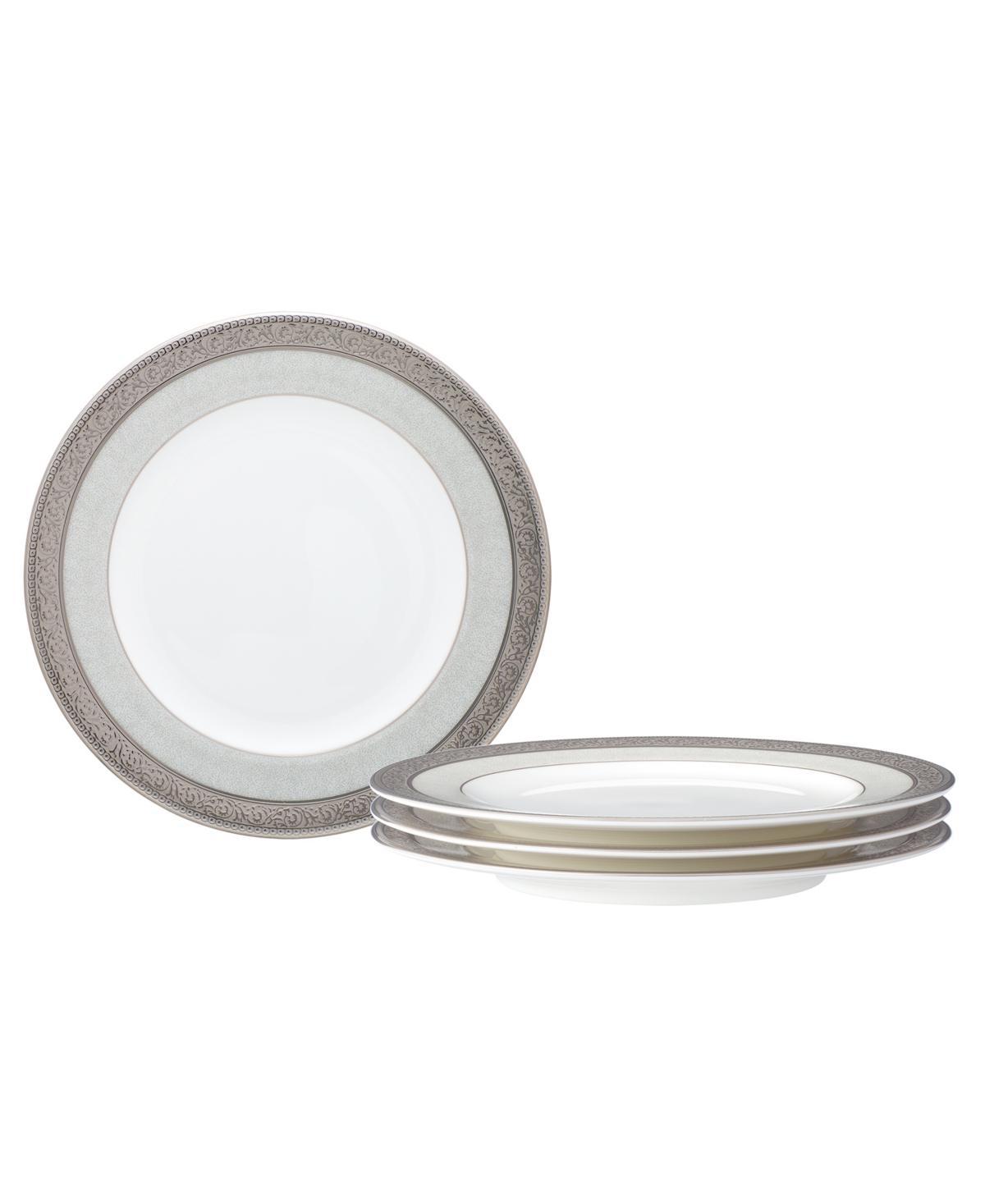 Noritake Summit Platinum Set Of 4 Bread Butter And Appetizer Plates, Service For 4 In White
