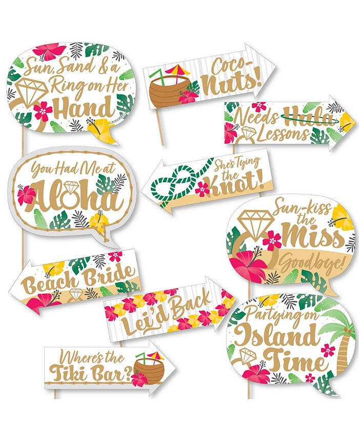 Big Dot of Happiness Tropical Luau - Hawaiian Beach Party Centerpiece  Sticks - Table Toppers - Set of 15