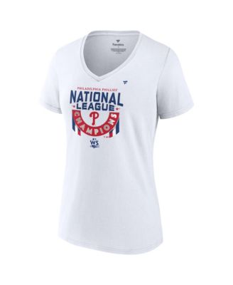 Women's White Philadelphia Phillies 2022 National League Champions Locker Room Short Sleeve V-Neck T-shirt