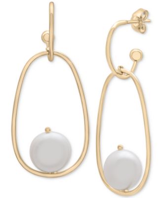 Macy's - Cultured Freshwater Pearl (11x12mm) Drop Earrings in 14k Gold-Plated Sterling Silver