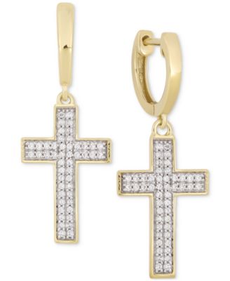 Men's cross dangle huggie hoop earrings discount