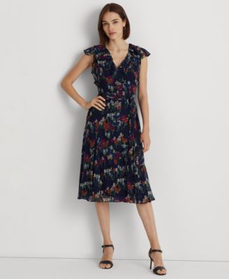 Lauren Ralph Lauren - Women's Floral Belted Crinkle Georgette Dress