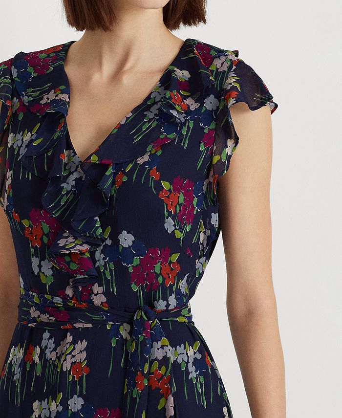 Lauren Ralph Lauren Women's Floral Belted Crinkle Dress Macy's